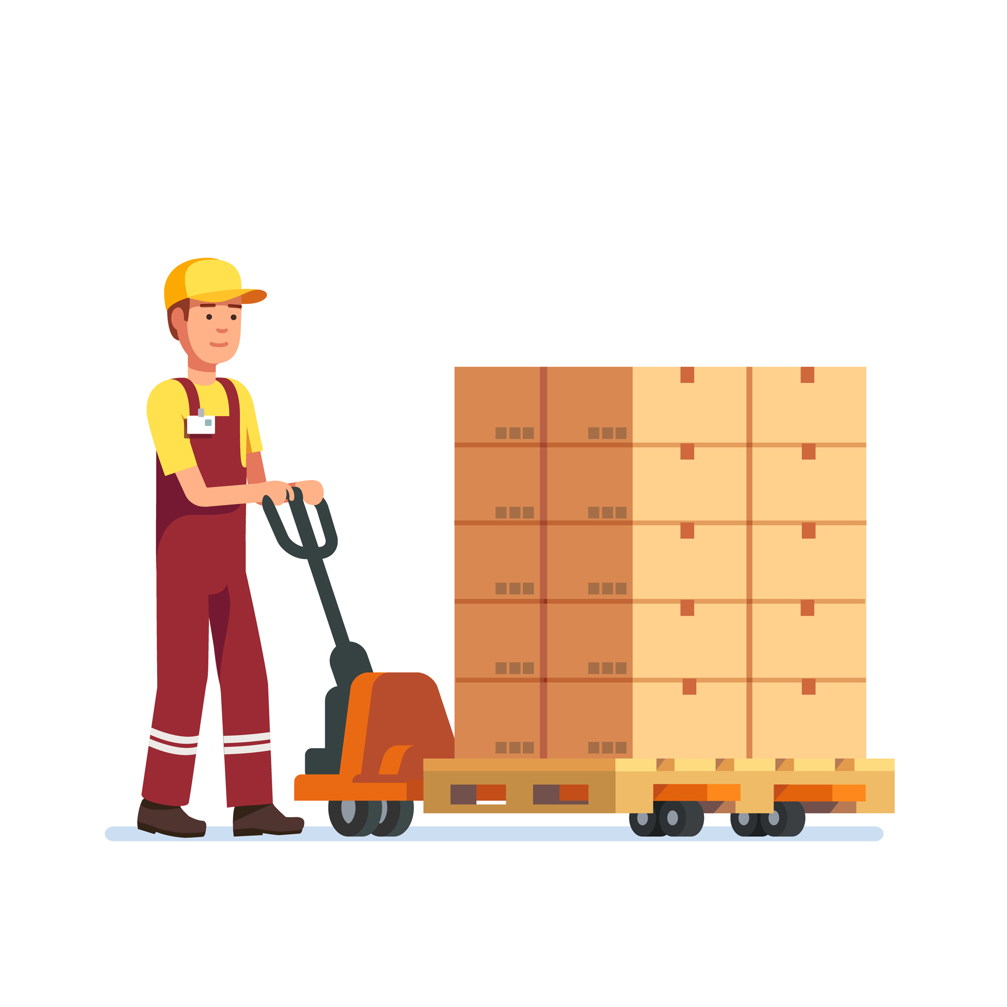 Warehouse worker moving packed goods